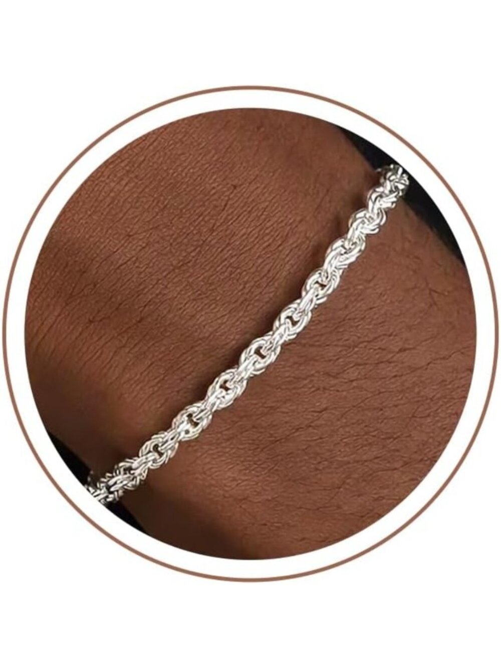 Stylish 4.5mm Sterling Silver Rope Bracelet for Men - Durable & Trendy Accessory